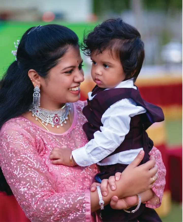 Balloons and cake at a festive birthday party